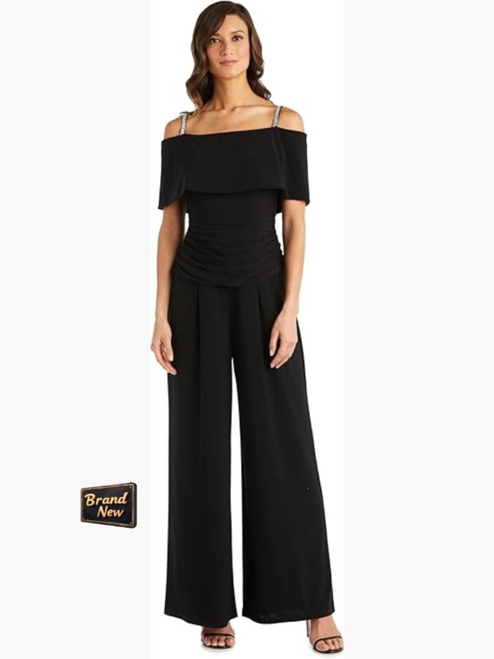 Plus Size Formal Jumpsuit Off Shoulder Wide Leg Floor Length Polyester